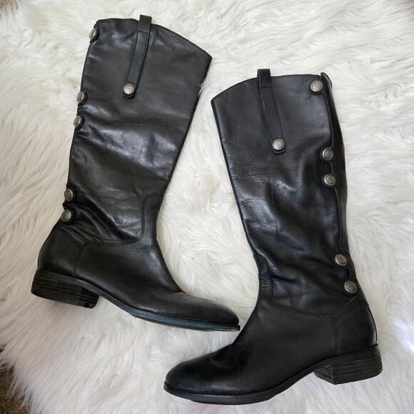 ARTURO CHIANG Black Leather Knee High Riding Boots Women's Size 9.5M - Picture 1 of 11